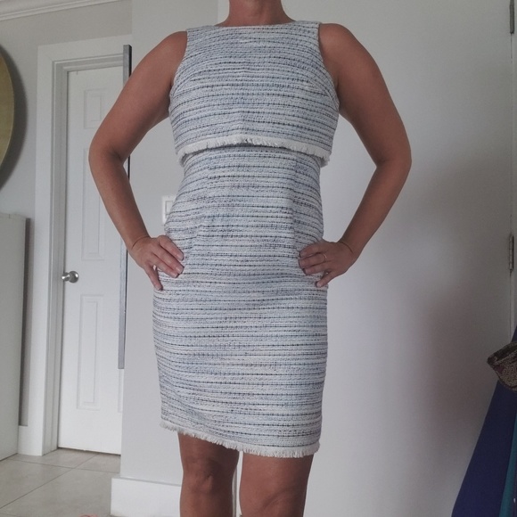 Ann Taylor Factory Tweed Dress white & blue - Picture 1 of 8